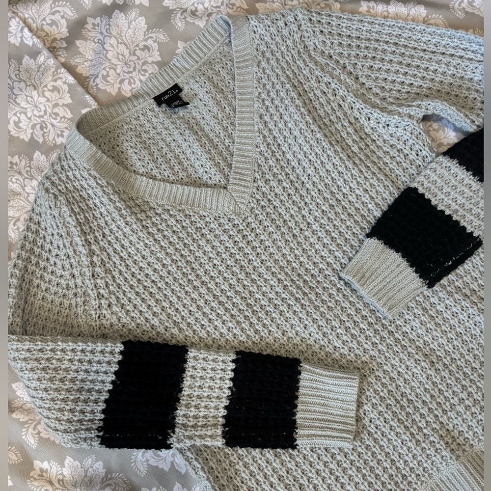 Light Grey Rue 21 Acrylic V Neck Sweater